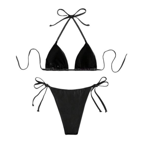 Pleather black bikini size small, medium, or large - Picture 2 of 3